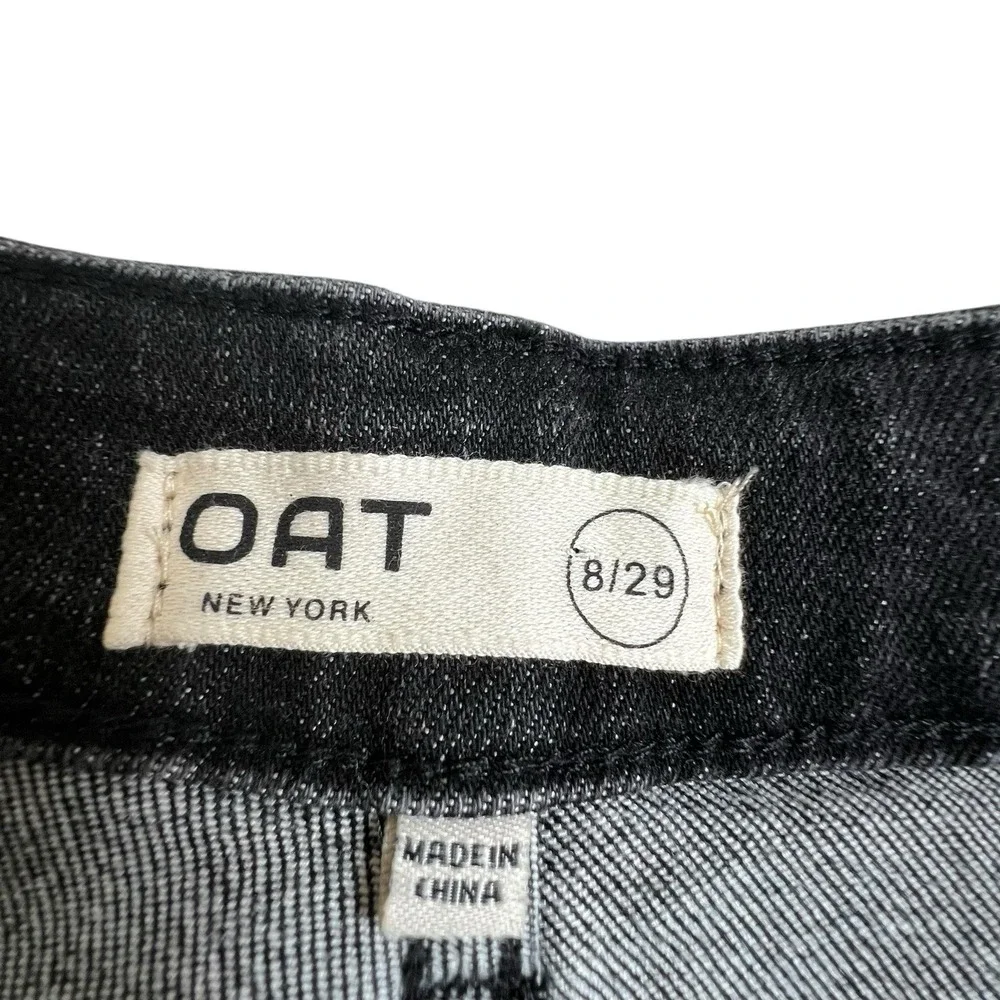 Oat New York Womens 8/29 Black‎ Straight Leg Mid Rise Jeans